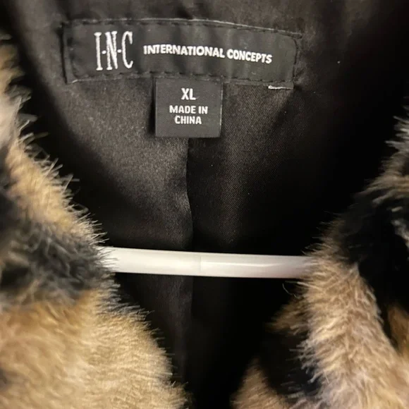 Leopard faux fur Moto Jacket Size XL - Picture 6 of 9